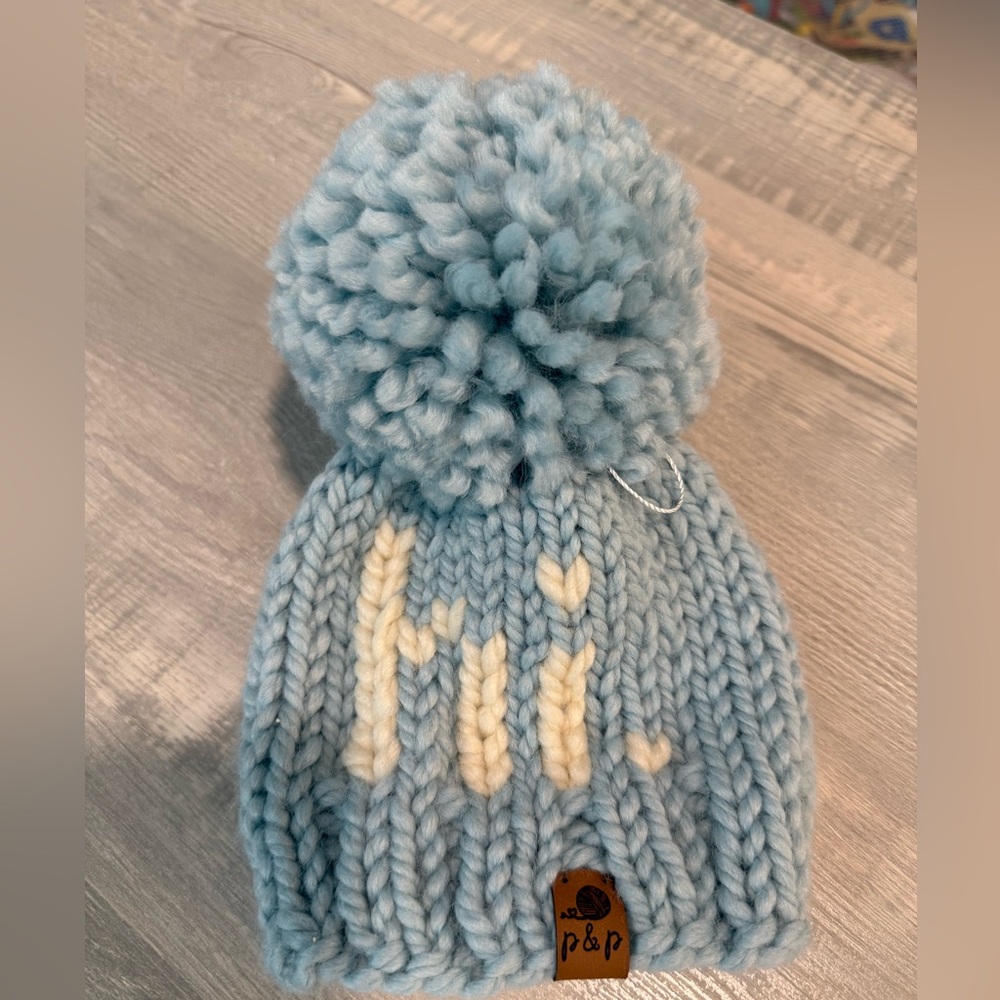 P&P Cozy Blue Knit Hat with Pom-Pom for Kids